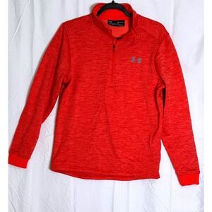 Under Armour Mens ColdGear 1/4 Zip Pullover orange Space Dye Loose Fit Small